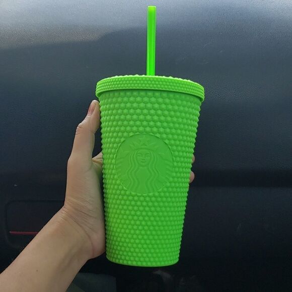 Starbucks Neon Green Studded Bling Cold Cup 16oz new with tags - Picture 6 of 6